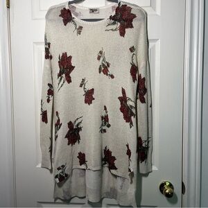 SHOW ME YOUR MUMU Floral Knit Bonfire Rose Winter Shimmer Sweater Size Small
